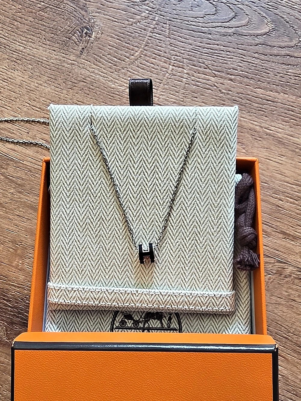 Hermès Mini Pop H Pendant Necklace in Silver & Black